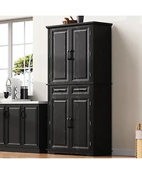 Streamdale Furniture 71'' Tall Farmhouse Kitchen Pantry with 3 Pull-Out Organizers and 6 Door Shelves
