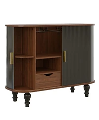 Streamdale Furniture 39'' Fluted Mid-Century Modern Bar Cabinet with Wine Storage and Drawer