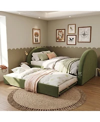 Streamdale Furniture Full Size Upholstered Day Bed Frame With Pull In And Out Function