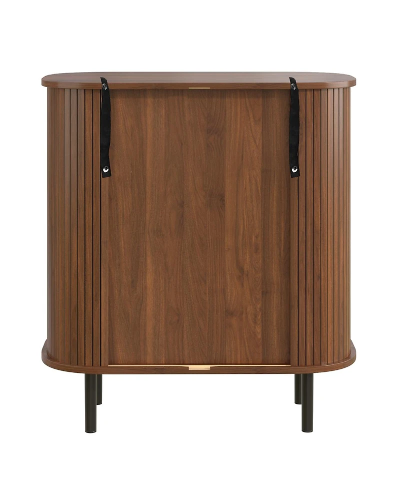 Streamdale Furniture 28'' Fluted Wine Bar Cabinet with Storage and Adjustable Shelves