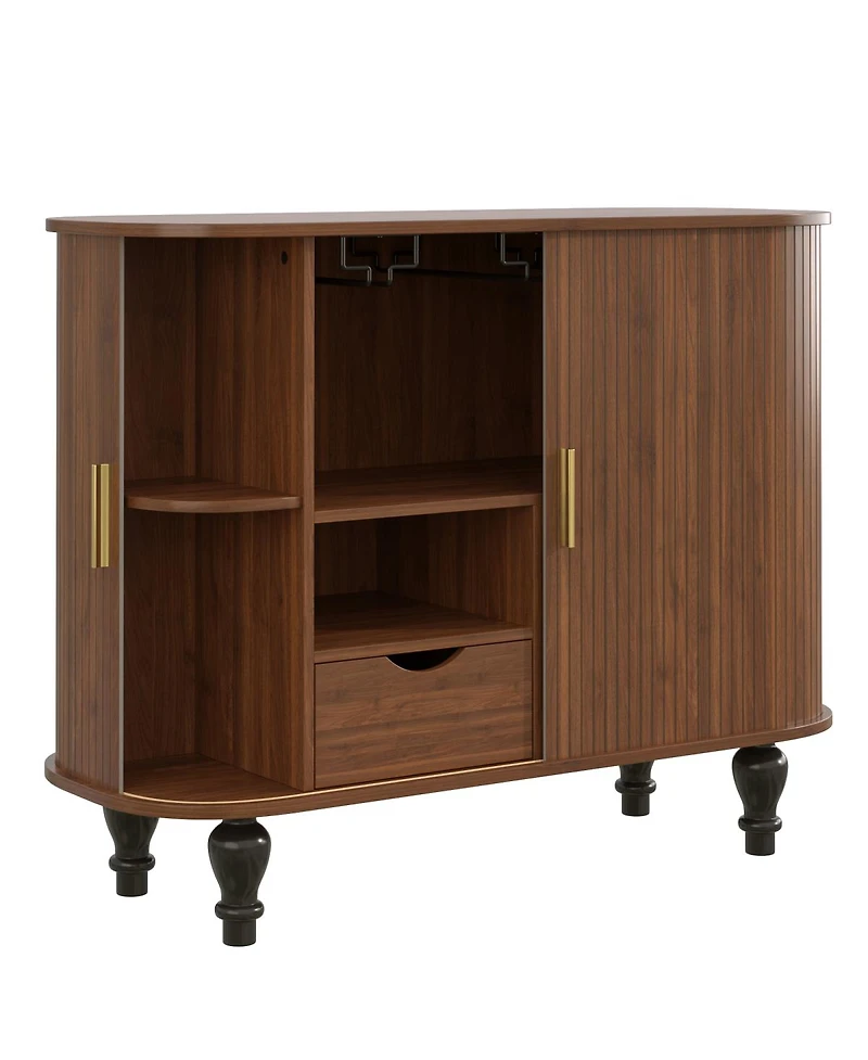 Streamdale Furniture 39'' Fluted Mid-Century Modern Bar Cabinet with Wine Racks and Storage