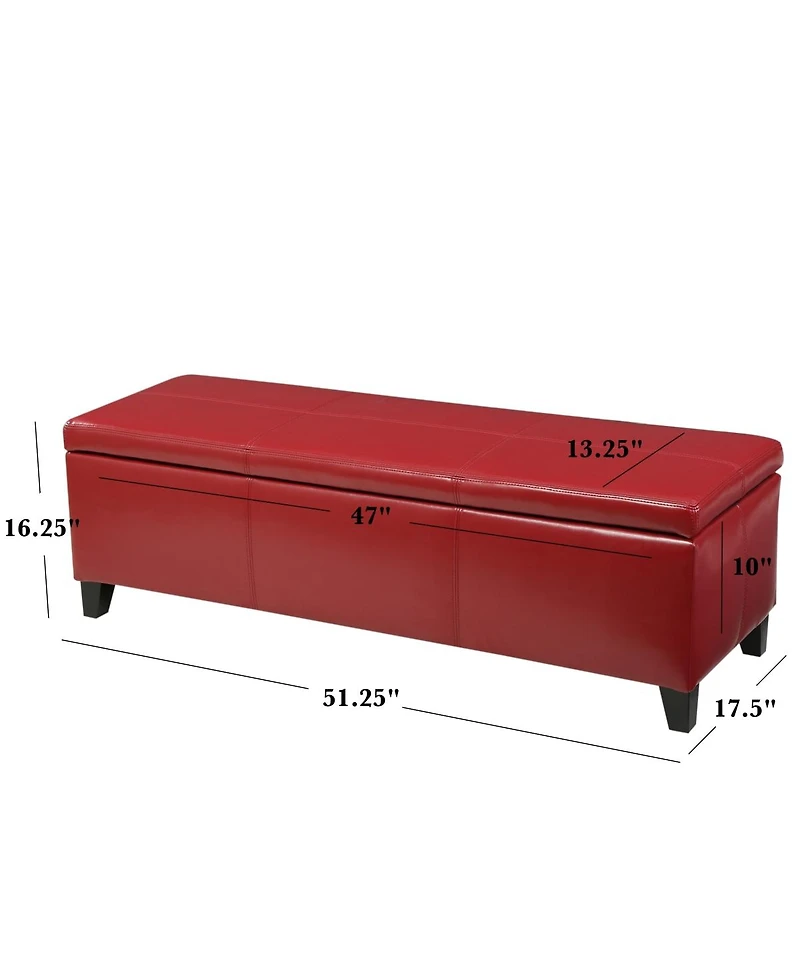 Streamdale Furniture Upholstered Pu Leather Storage Ottoman Solid Wooden Legs
