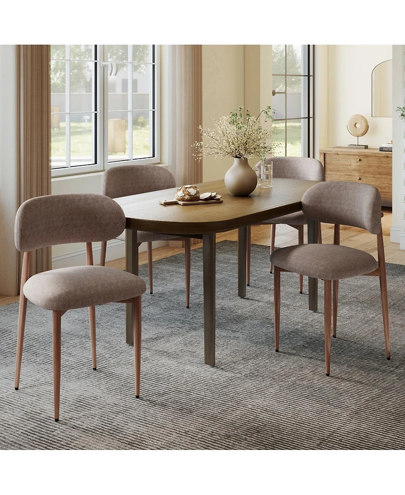 Streamdale Furniture Set of Modern Farmhouse Fabric Upholstered Dining Chairs with Metal Legs
