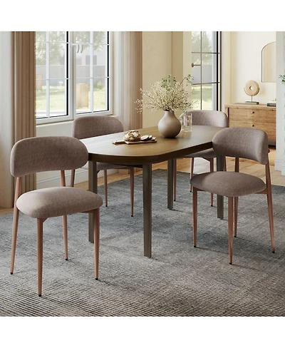 Streamdale Furniture Set of Modern Farmhouse Fabric Upholstered Dining Chairs with Metal Legs