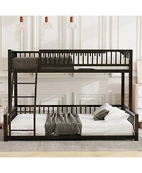Streamdale Furniture Twin Xl over Queen Floor Bunk Bed with Ladder and Guardrails