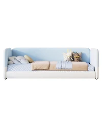 Streamdale Furniture Twin Montessori Floor Bed with Upholstered Headboard and Armrests