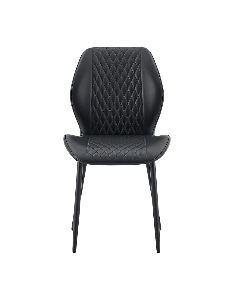 Streamdale Furniture Set of 4 Modern Diamond-Quilted Pu Dining Chairs with Metal Legs