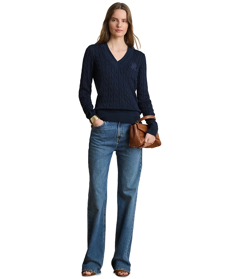 Lauren Ralph Petite Shimmer Cotton-Blend Cricket Sweater