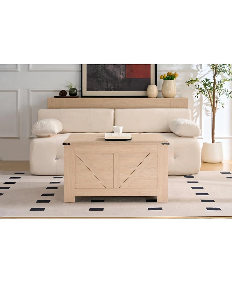Streamdale Furniture Rustic Wood Farmhouse Coffee Table with Storage