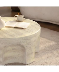 Streamdale Furniture MgO Modern Minimalist Round Accent Coffee Table with Arched Cutout Base