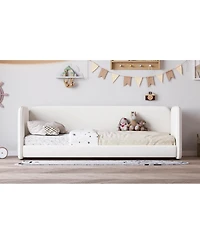 Streamdale Furniture Twin Size Upholstered Velvet Floor Bed with Protective Sides