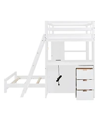 Streamdale Furniture Twin over Twin Bunk Bed with Led Light and Usb Ports