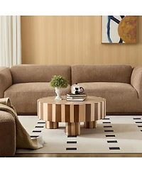 Streamdale Furniture Round Wood Coffee Table Natural Finish For Living Room