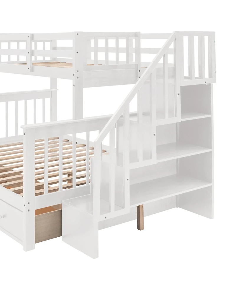 Streamdale Furniture Twin-Over-Full Stairway Bunk Bed with Storage