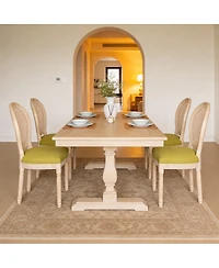 Streamdale Furniture French Country Upholstered Rattan Round Back Dining Chairs Set of 2