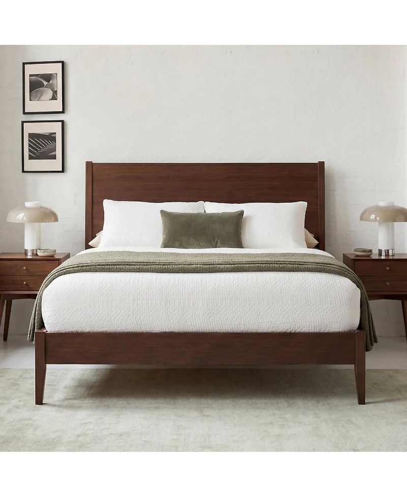 Streamdale Furniture Mid-Century Modern Solid Bamboo Queen Sled Platform Bed Frame