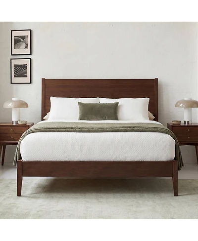 Streamdale Furniture Mid-Century Modern Solid Bamboo Queen Sled Platform Bed Frame
