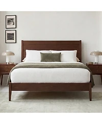 Streamdale Furniture Mid-Century Modern Solid Bamboo Queen Sled Platform Bed Frame