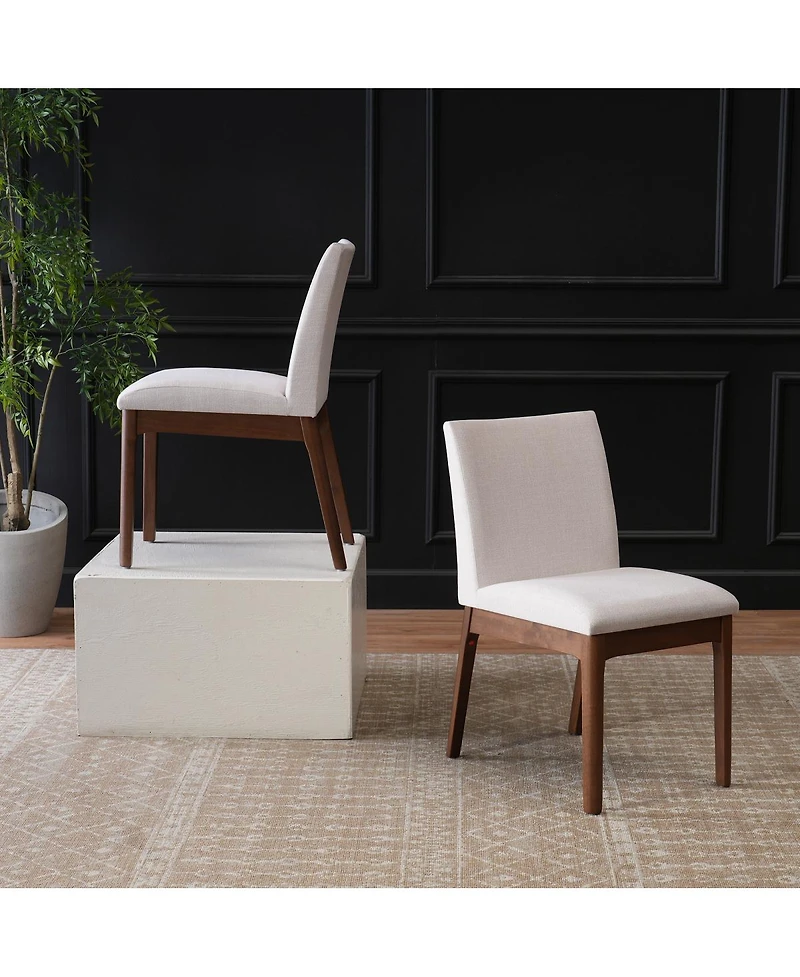 Streamdale Furniture Set of 2 Contemporary Upholstered Dining Chairs Walnut