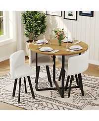 Streamdale Furniture 5-Piece Round Dining Table Set with Pu Leather Chairs