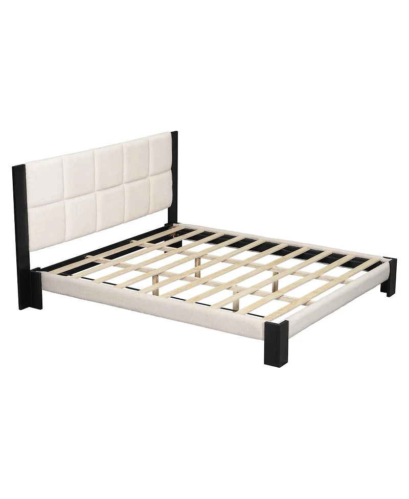 Streamdale Furniture Boucle Cal King Bed frame with Cube headboard
