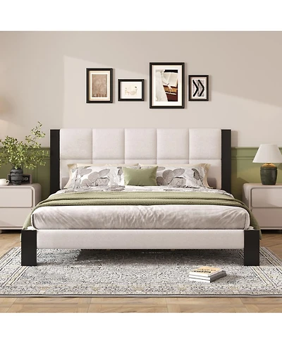 Streamdale Furniture Boucle Cal King Bed frame with Cube headboard