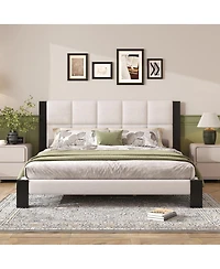 Streamdale Furniture Boucle Cal King Bed frame with Cube headboard
