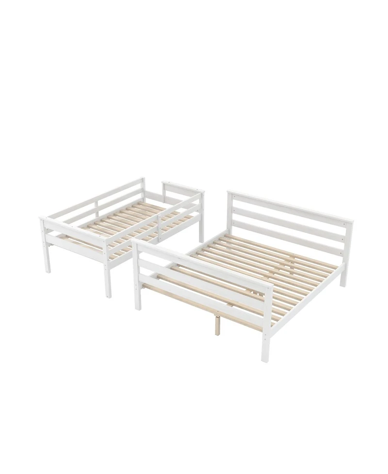 Streamdale Furniture Wood Twin Xl over Queen Bunk Bed with Ladder