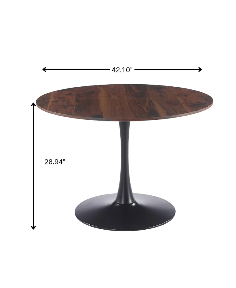 Streamdale Furniture 42.1'' Walnut Round Tulip Pedestal Dining Table for 4-6 People