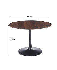 Streamdale Furniture 42.1'' Walnut Round Tulip Pedestal Dining Table for 4-6 People