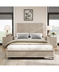Streamdale Furniture Queen Solid Wood Platform Bed Frame with Tall Headboard No Box Spring Needed