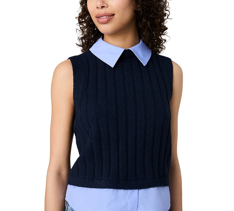 French Connection Women's Sleeveless Collared Keyhole Top