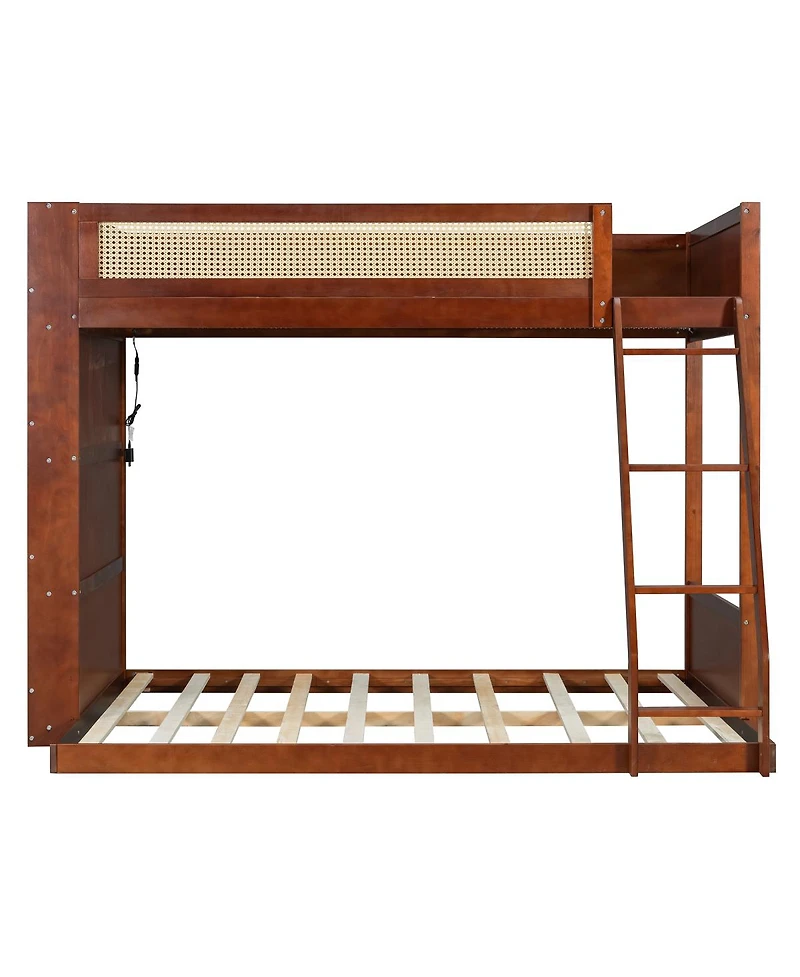 Streamdale Furniture over Full Bunk Bed with Shelf and Led Espresso