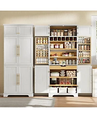 Streamdale Furniture 78.2'' Farmhouse Kitchen Pantry Cabinet with Adjustable Shelves and Wine Rack