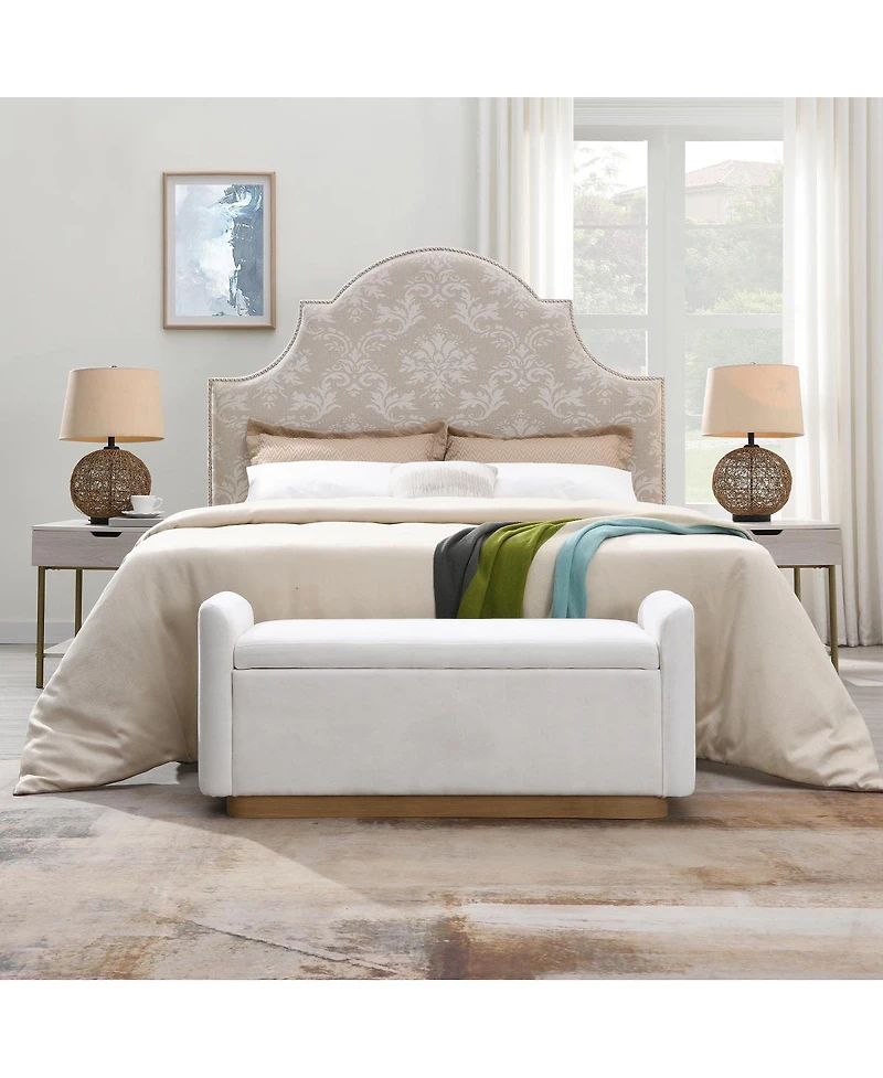 Streamdale Furniture 49'' Upholstered Storage Bench with Gold Metal Base
