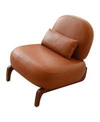 Streamdale Furniture Faux Leather Accent Chair with Solid Wood Legs Set of 2