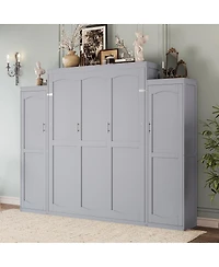 Streamdale Furniture Queen Size Murphy Bed with Wardrobes and Storage Shelves