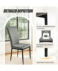 Streamdale Furniture Set of 4 Modern Velvet Dining Chairs with Metal Legs