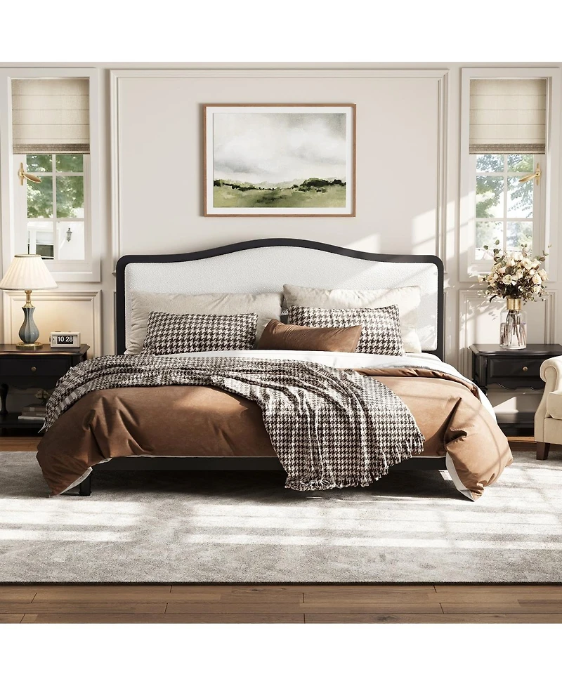 Streamdale Furniture Queen Size Platform Bed with Upholstered Headboard