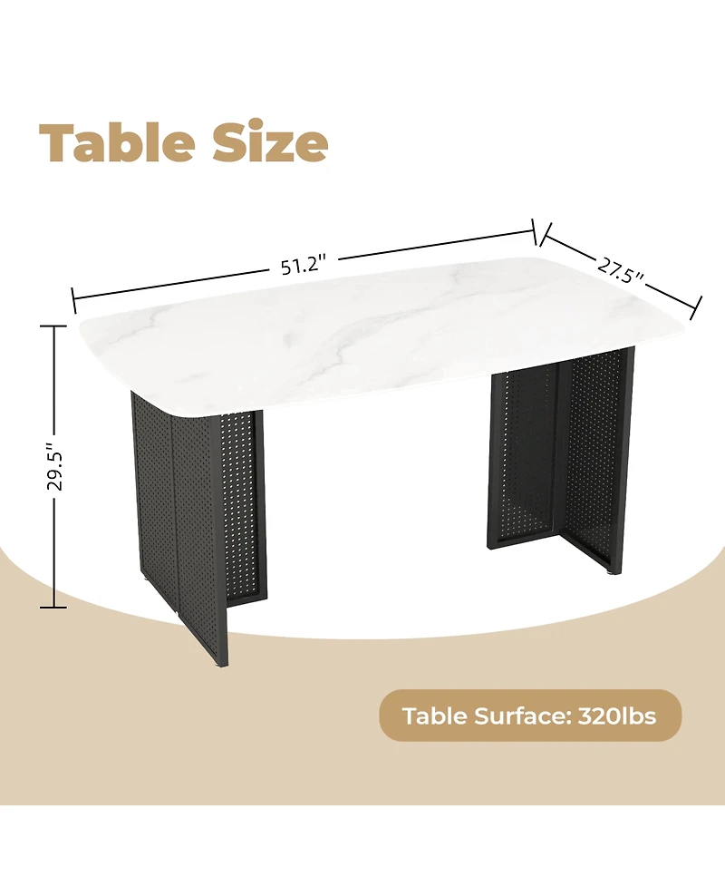 Streamdale Furniture Modern Rectangular Marble-Patterned Tempered Glass Dining Table for 6