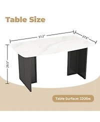 Streamdale Furniture Modern Rectangular Marble-Patterned Tempered Glass Dining Table for 6