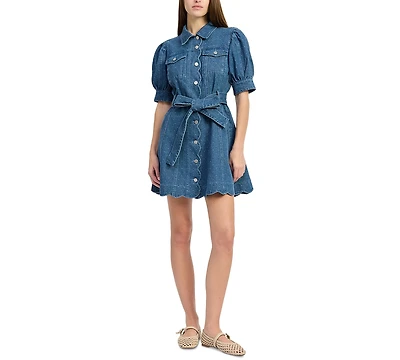 En Saison Women's Heidi Collared Denim Mini Dress