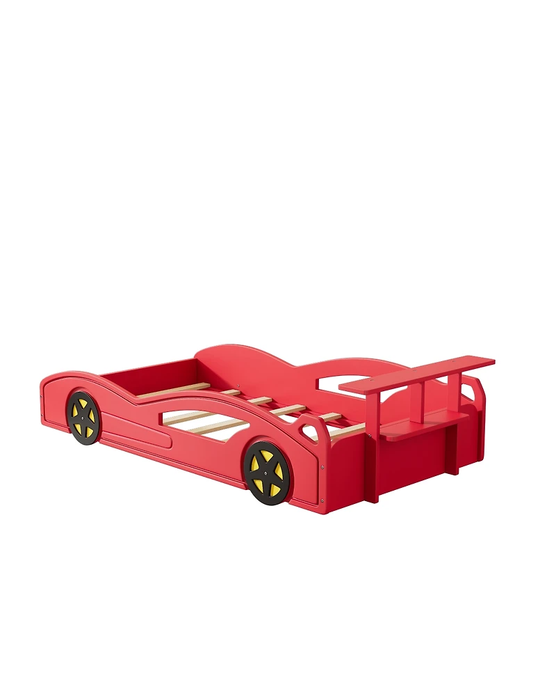 Streamdale Furniture Wooden Race Car Twin Bed with Wheels