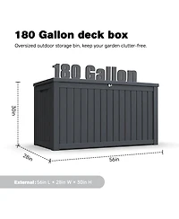 Zeny 180 Gallon Large Outdoor Storage Xxl Deck Box for Patio Furniture, Garden Tools and Sports/Pools Equipment, Waterproof Resin, Lockable