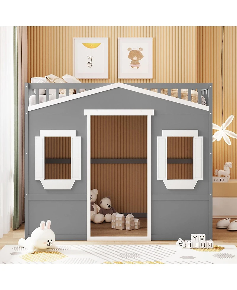 Streamdale Furniture Full Size House Loft Bed With Ladder Frame