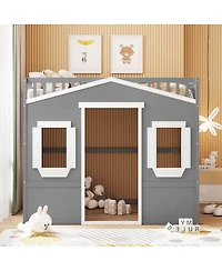 Streamdale Furniture Full Size House Loft Bed With Ladder Frame
