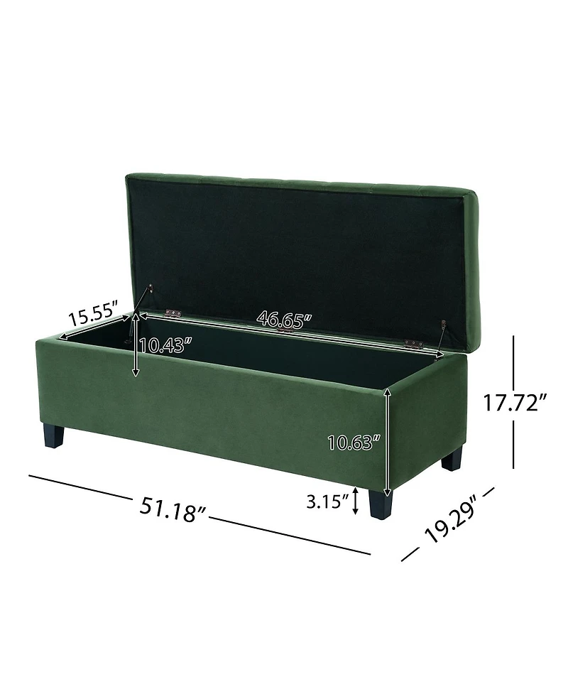 Streamdale Furniture Upholstered Storage Ottoman Bench 300lbs Capacity