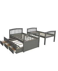 Streamdale Furniture Twin Bunk Bed with Trundle 3 Drawers and Ladder