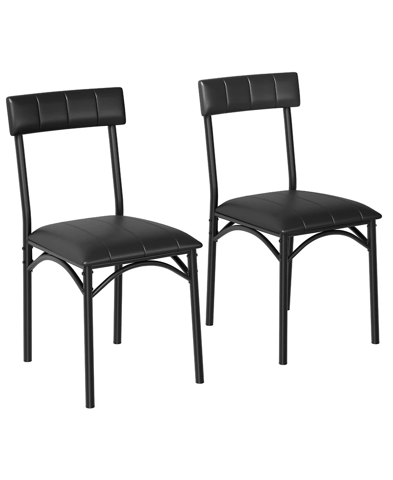 homfan Set of 2 Upholstered - 25.5" Industrial Bar Chairs with Backrest, Padded Kitchen Island Stools
