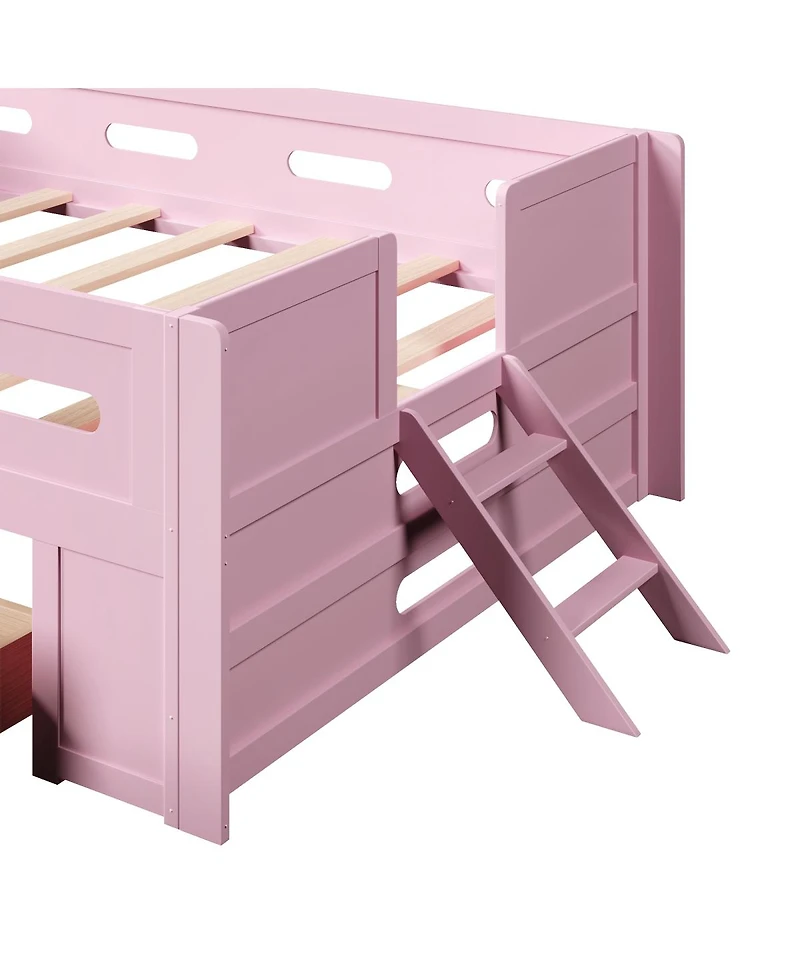 Streamdale Furniture Wood Full Size Platform Bed with Guardrail and Drawer